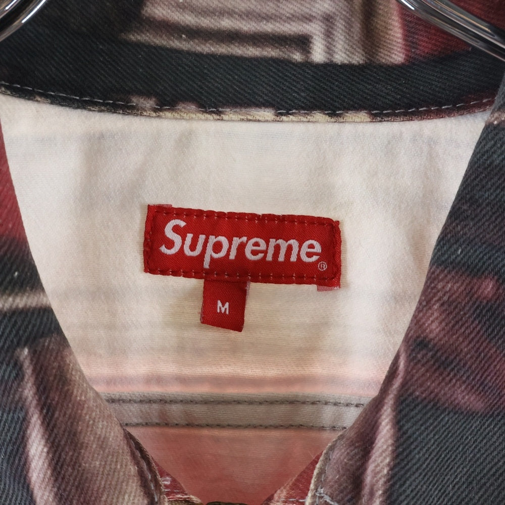 SUPREME(シュプリーム) 17AW ×SCARFACE The World Is Yours Denim Jacket スカーフェイス プリントデザイン レギュラーカラー ジップアップ デニムジャケット レッド