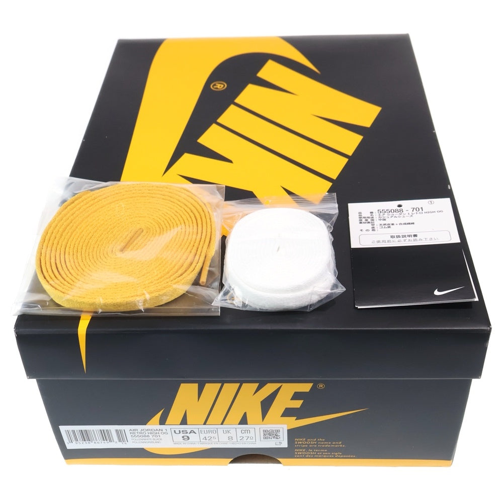 NIKE(ナイキ) AIR JORDAN 1 RETRO HIGH OG POLLEN エアジョーダン レトロ パラン ハイカットスニーカー イエロー/ブラック US9/27cm 555088-701