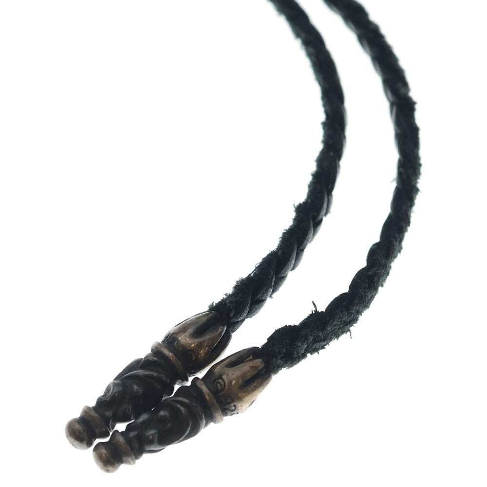 CHROME HEARTS(クロムハーツ) LEATHER BRAID SCROLL ネックレス レザーブレイドネックレス ブラック/シルバー BCA377