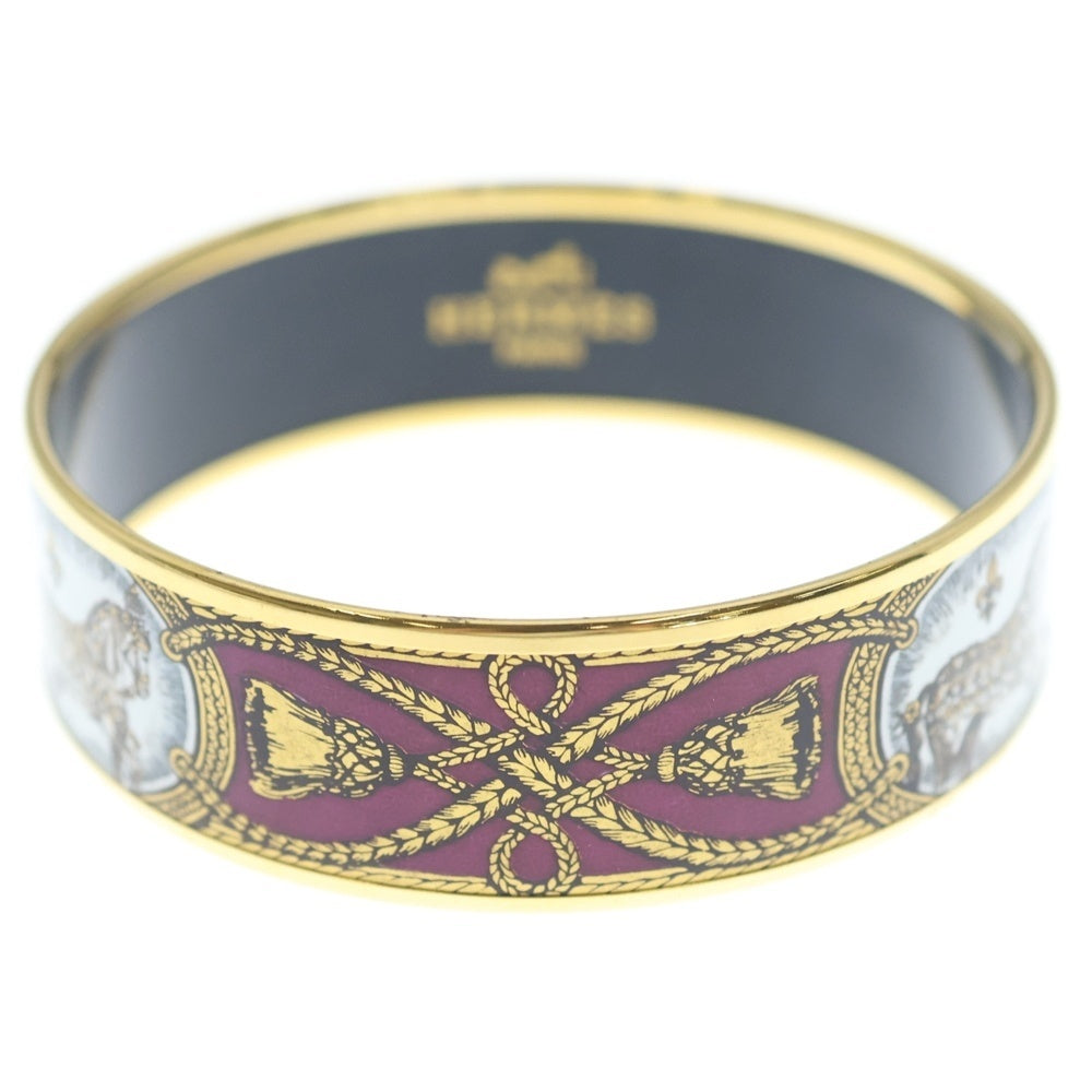 HERMES(エルメス) エマイユGM 馬車柄 バングル レッド/ゴールド レディース