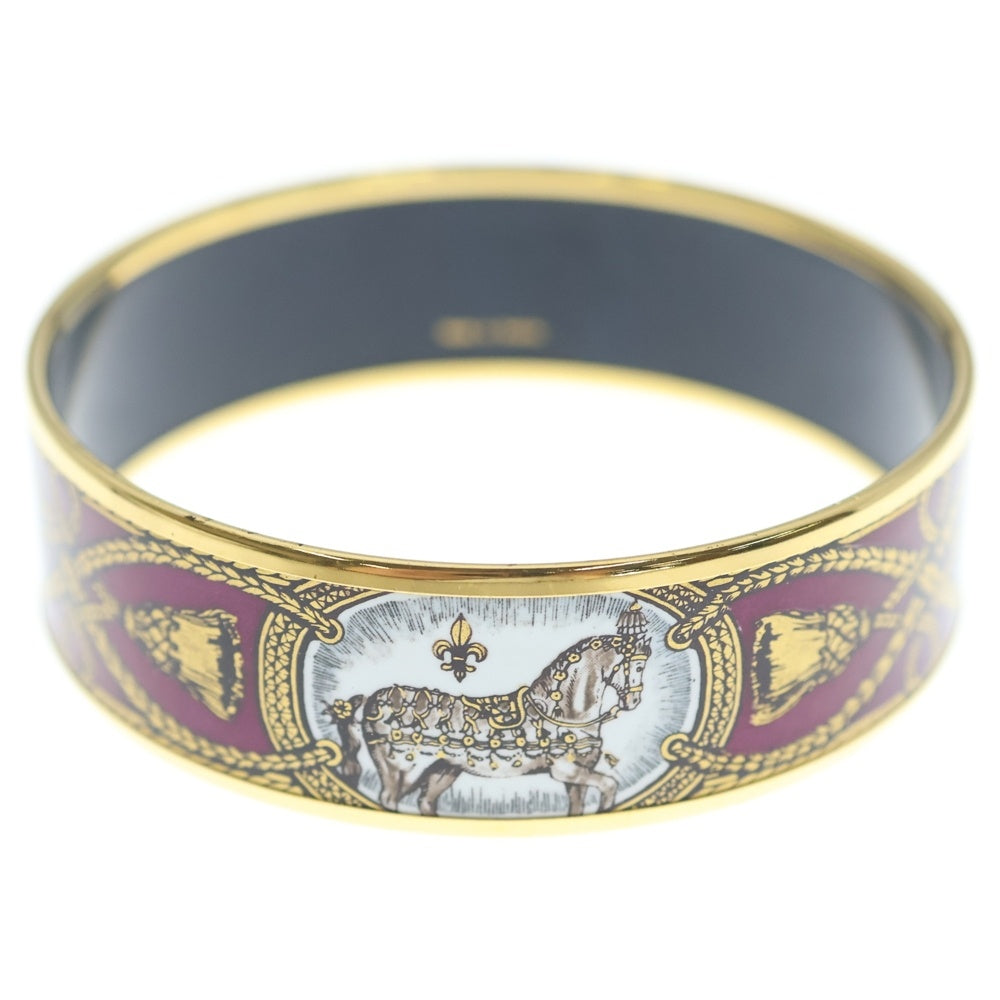 HERMES(エルメス) エマイユGM 馬車柄 バングル レッド/ゴールド レディース