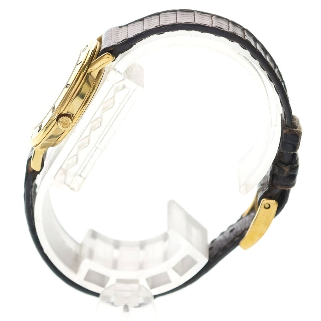 GUCCI(グッチ) レザーベルト ゴールド文字盤 二針 アナログウォッチ 腕時計 ブラック/ゴールド