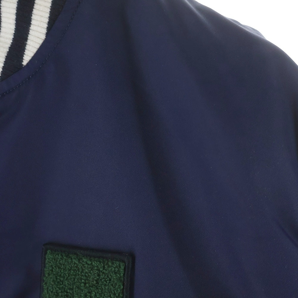 LACOSTE(ラコステ) サテンナイロン ロゴパイルパッチ バーシティジャケット ブルゾン ネイビー BH0112