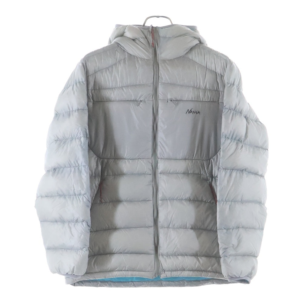 NANGA(ナンガ) MINIMARHYTHM DOWN ZIP HOODIE フロントロゴ ミニマリズム フーデッド ダウンジャケット グレー ND2241-1A033