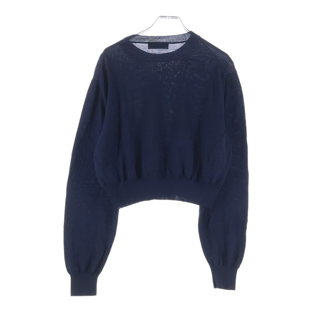 miumiu(ミュウミュウ) ウール ショート丈 ロゴエンブロイダリー クルーネックニット セーター レディース ネイビー MML806