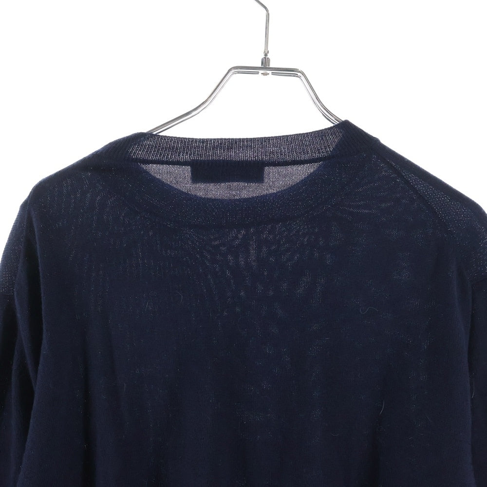 miumiu(ミュウミュウ) ウール ショート丈 ロゴエンブロイダリー クルーネックニット セーター レディース ネイビー MML806