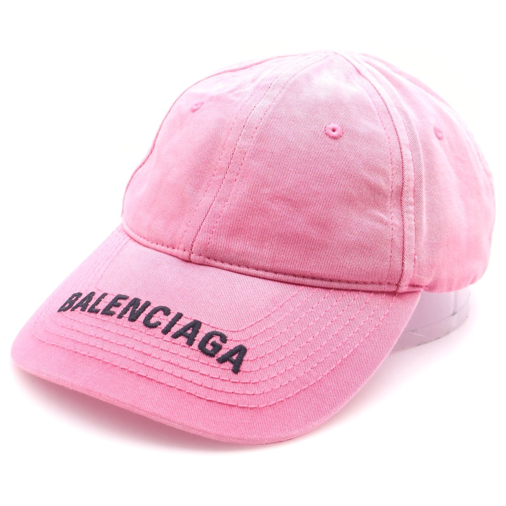 BALENCIAGA(バレンシアガ) ロゴエンブロイダリー コットン 6パネルキャップ 帽子 ピンク