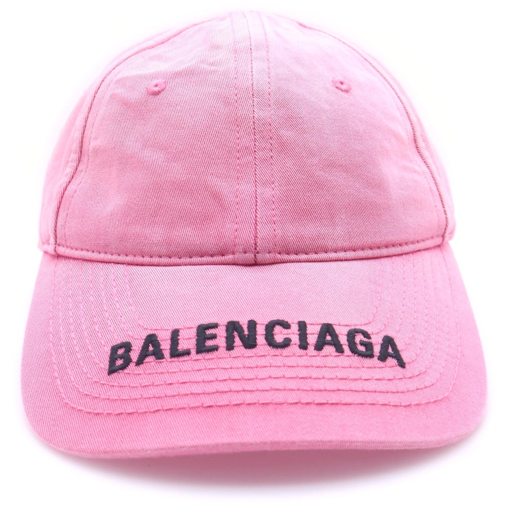 BALENCIAGA(バレンシアガ) ロゴエンブロイダリー コットン 6パネルキャップ 帽子 ピンク