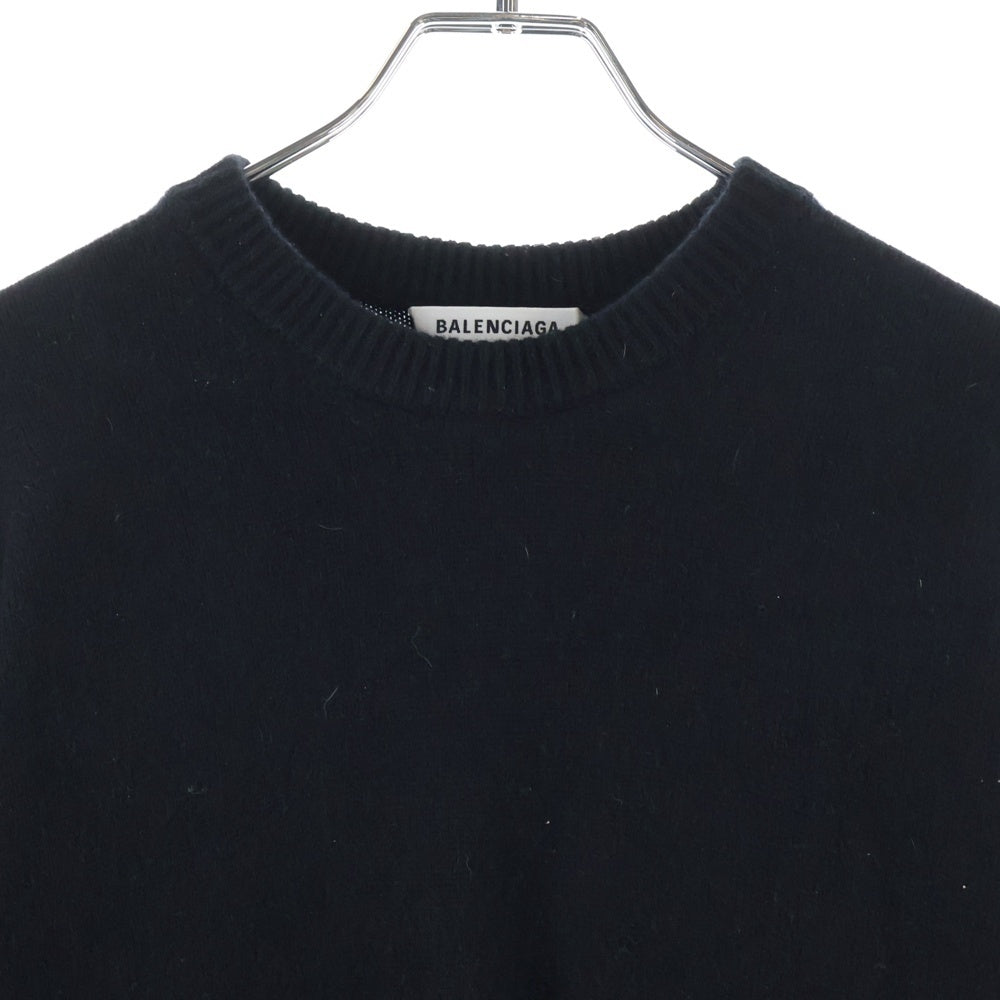 BALENCIAGA(バレンシアガ) ロゴエンブロイダリー カシミヤ クルーネックニット セーター ブラック 681983 T4124