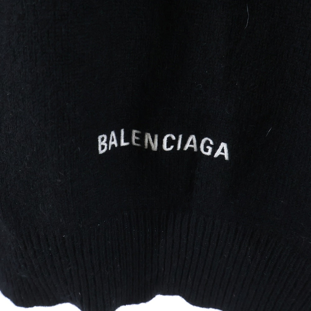 BALENCIAGA(バレンシアガ) ロゴエンブロイダリー カシミヤ クルーネックニット セーター ブラック 681983 T4124