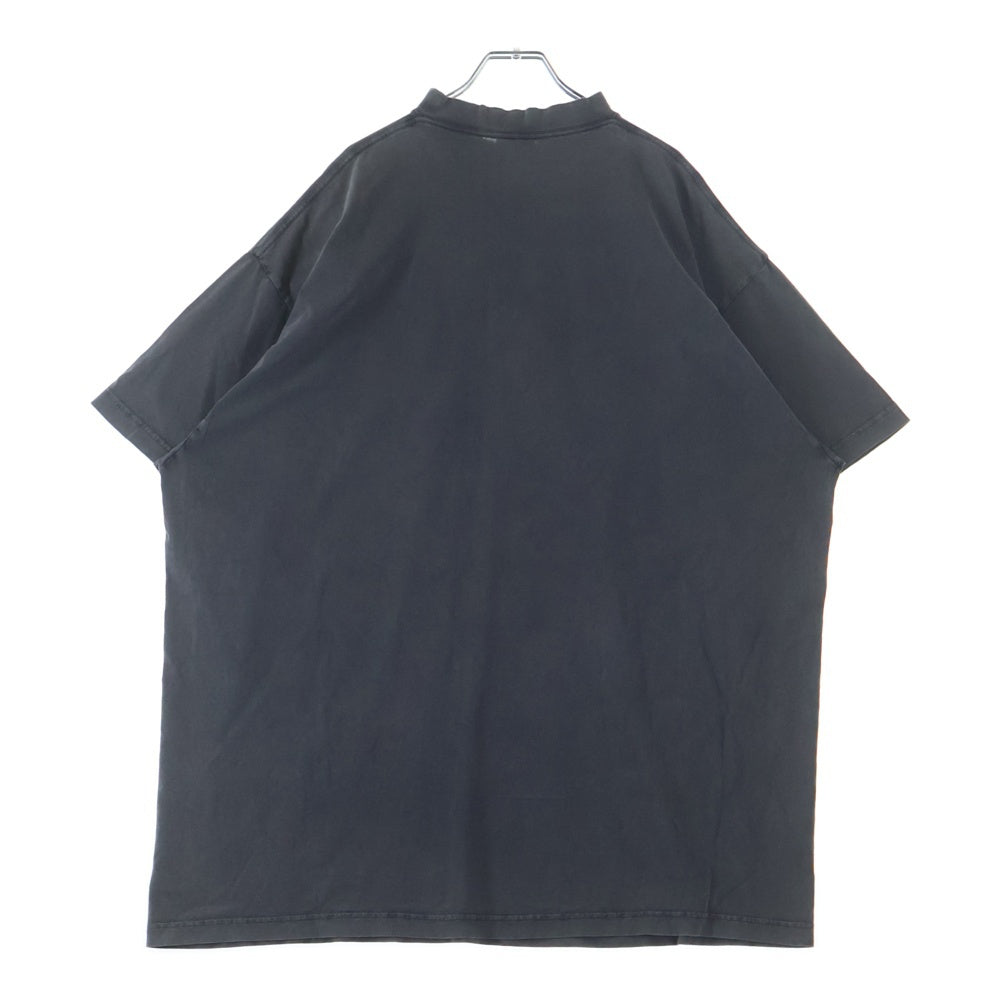 BALENCIAGA(バレンシアガ) 25SS Tbilisi Oversized T-Shirt ユーズド加工 オーバーサイズ プリント半袖Tシャツ カットソー ブラック 811688 TRVQ7