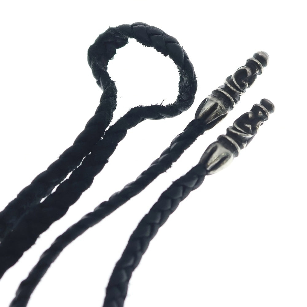 CHROME HEARTS(クロムハーツ) LEATHER BRAID スクロールレザーブレード シルバーネックレス ブラック/シルバー