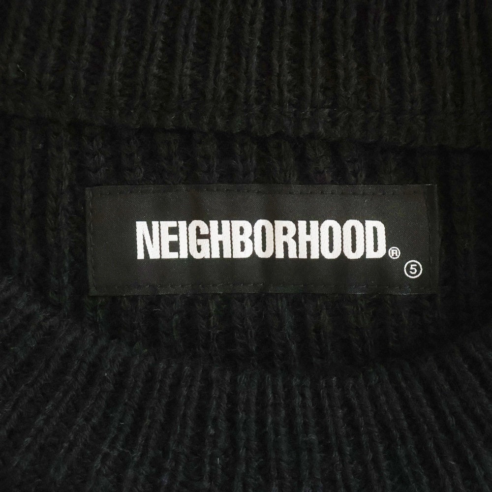 NEIGHBORHOOD(ネイバーフッド) 21AW FLAT / AW-KNIT LS アクリル フラットクルーネックニットセーター ブラック 212FUNH-KNM01