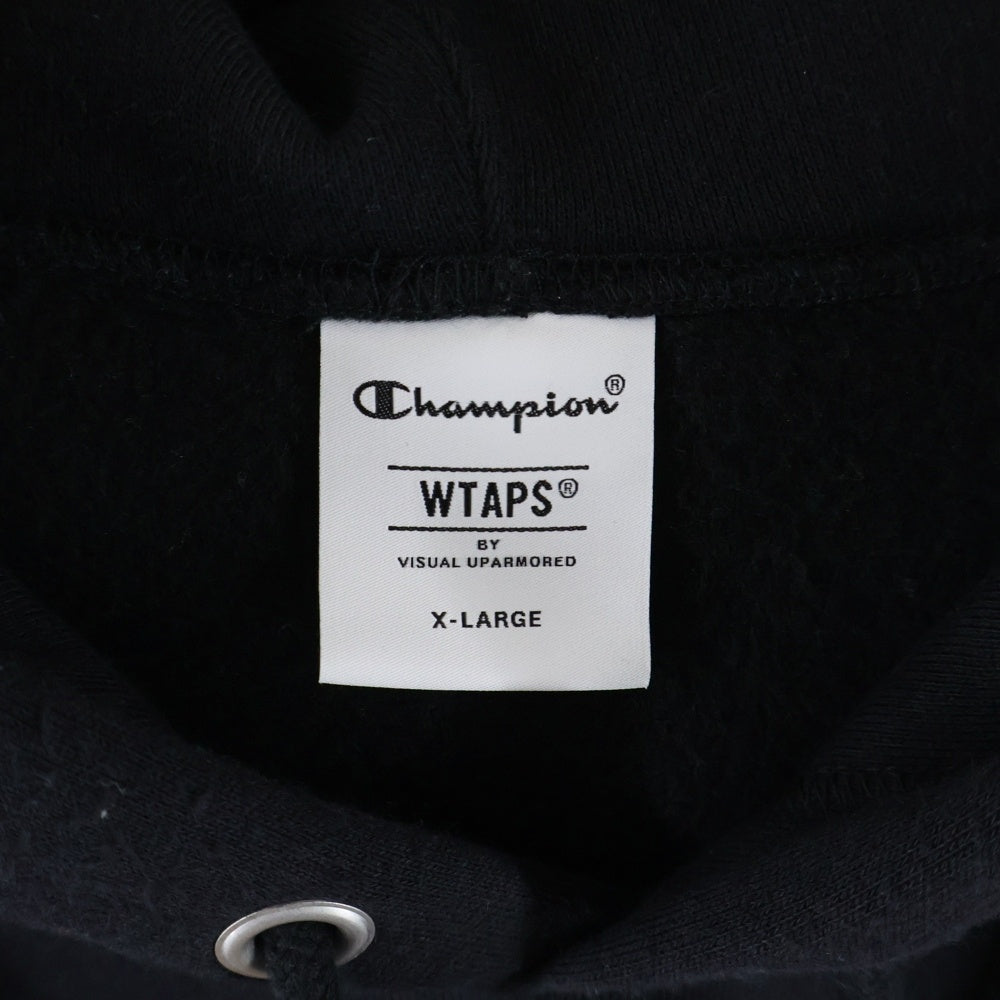 SUPREME(シュプリーム) 24AW ×Champion Academy Hooded CTPL チャンピオン カレッジロゴプリント プルオーバースウェットパーカー フーディー ブラック 242HBCHD-CSM04S/C8-B114