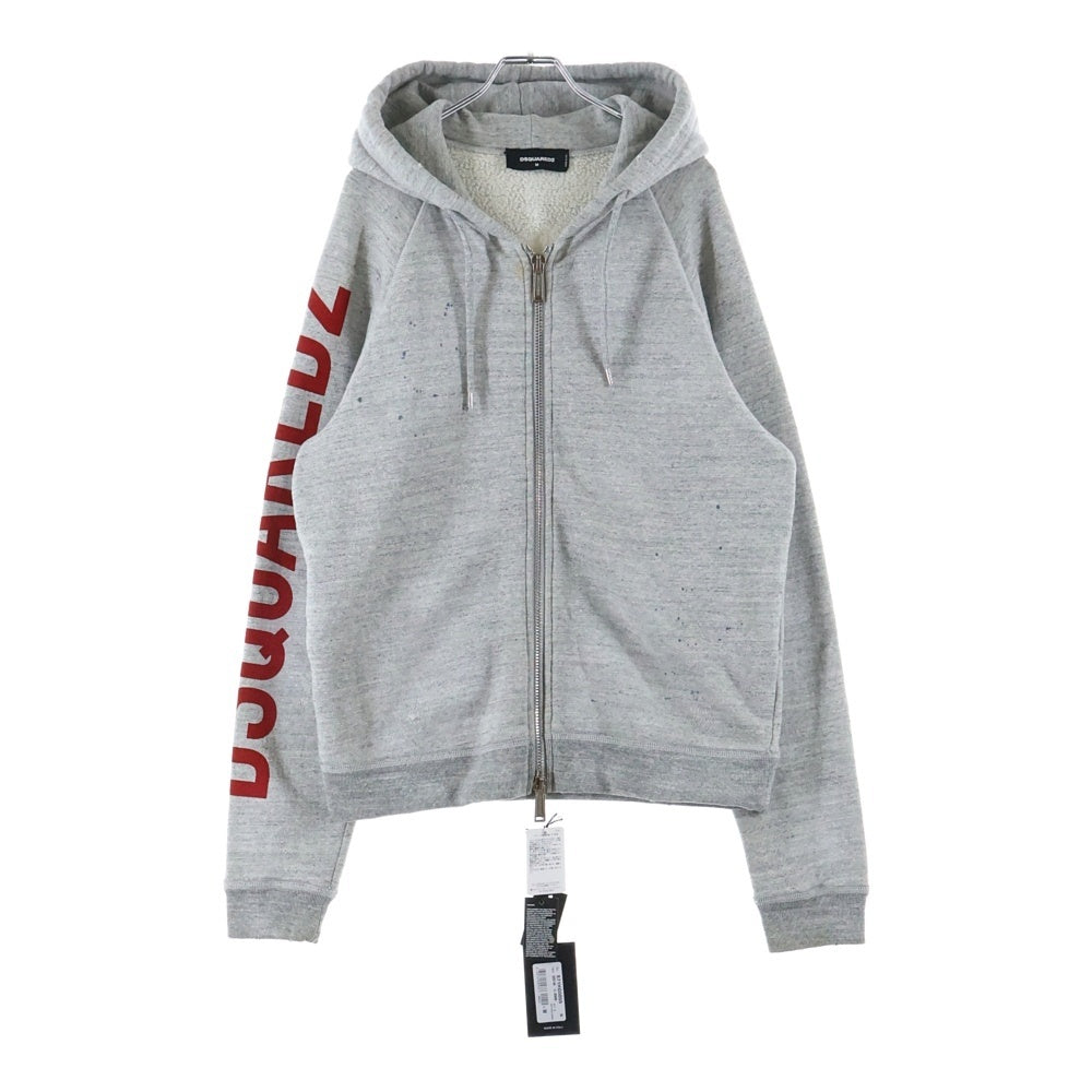 DSQUARED2(ディースクエアード) 18AW バックプリント 裏起毛 ジップアップフーデッドパーカー グレー S71HG0055