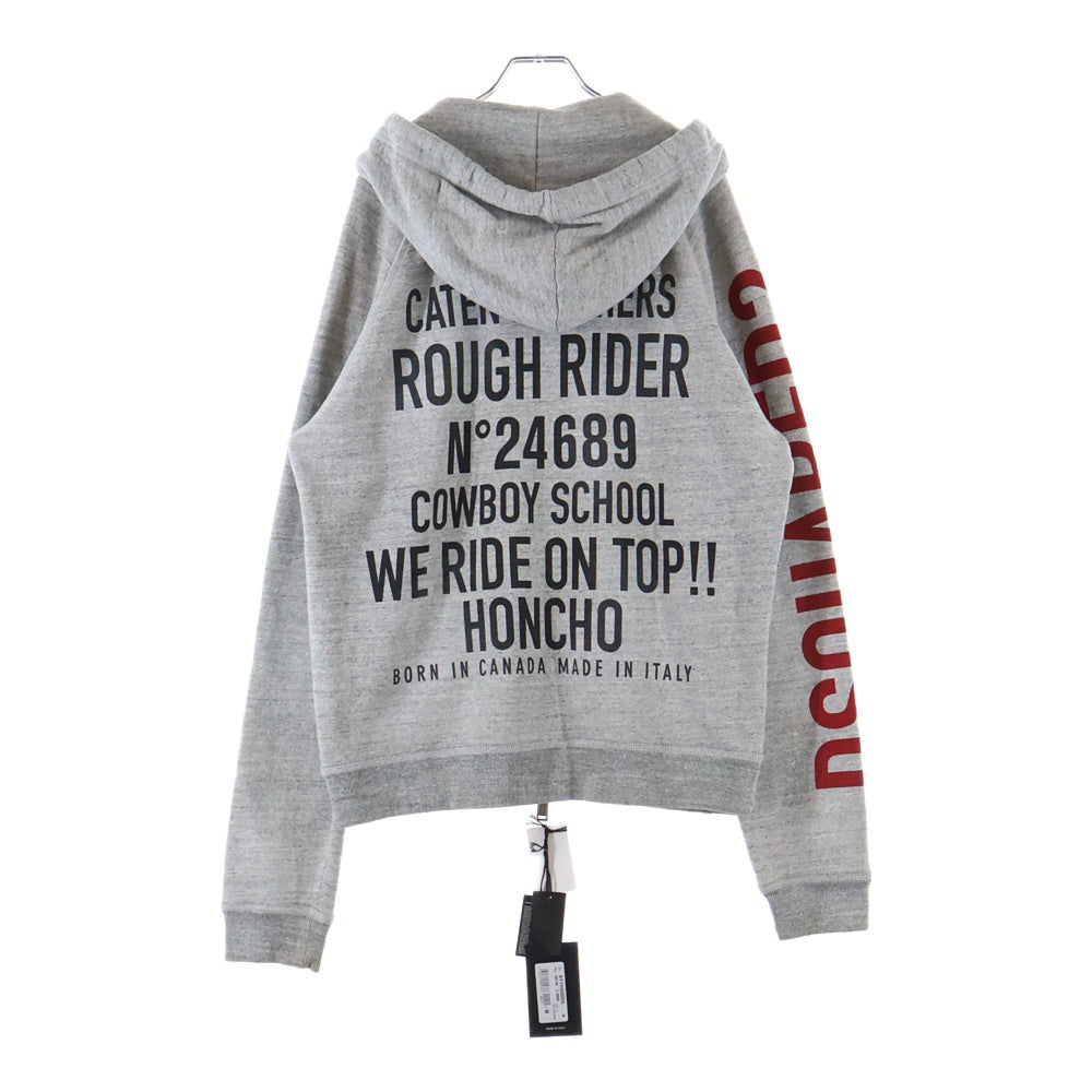 DSQUARED2(ディースクエアード) 18AW バックプリント 裏起毛 ジップアップフーデッドパーカー グレー S71HG0055