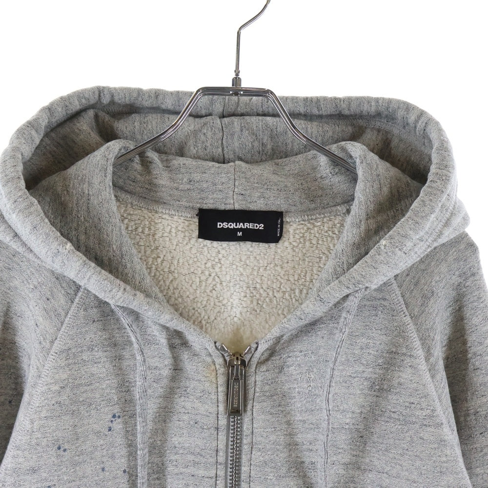 DSQUARED2(ディースクエアード) 18AW バックプリント 裏起毛 ジップアップフーデッドパーカー グレー S71HG0055
