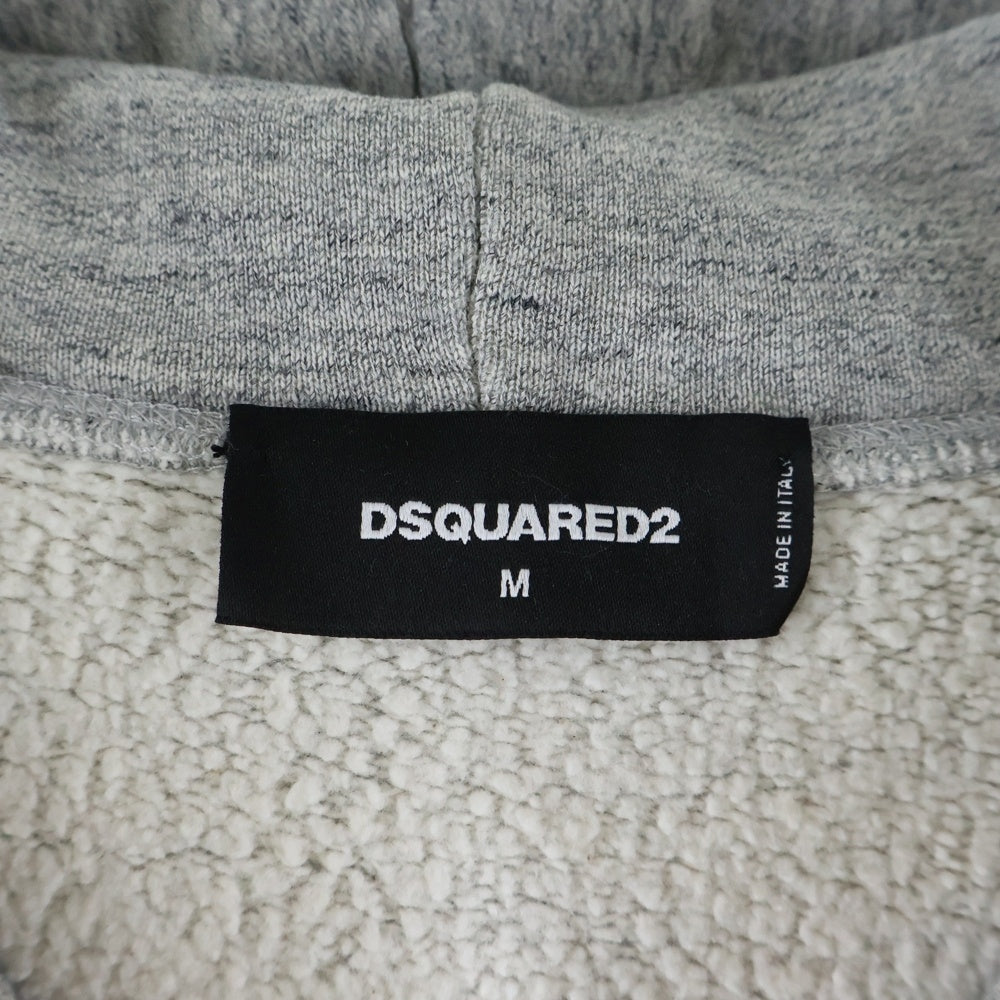 DSQUARED2(ディースクエアード) 18AW バックプリント 裏起毛 ジップアップフーデッドパーカー グレー S71HG0055