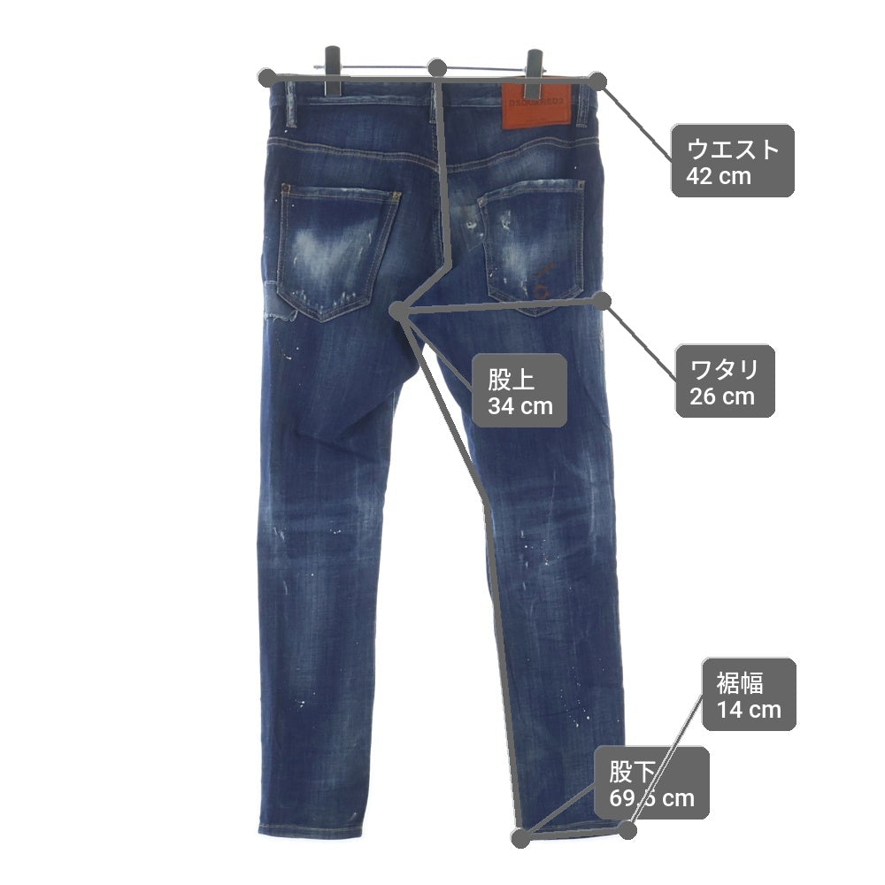 DSQUARED2(ディースクエアード) 20SS SKATER JEAN スケーター ペイント ボタンフライ デニムパンツ ジーンズ インディゴ S74LB0686
