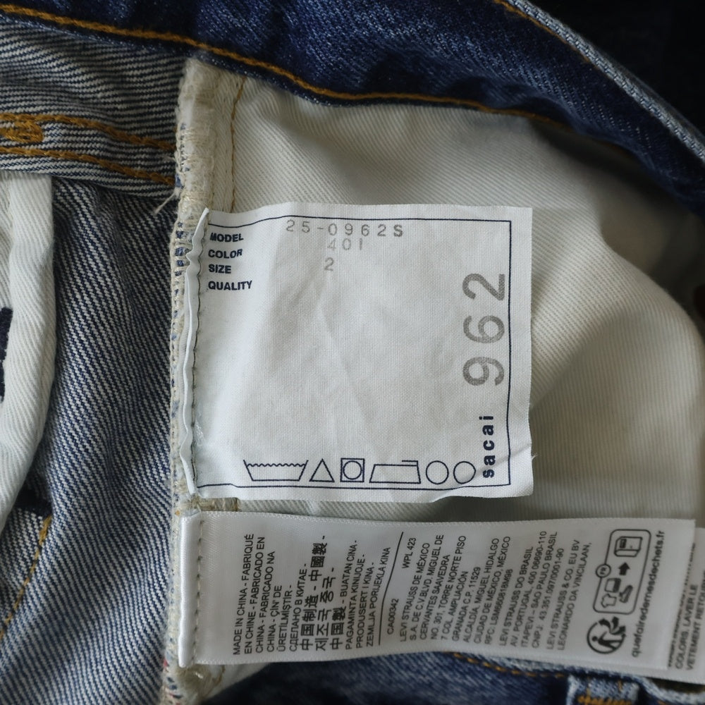 Sacai(サカイ) 25SS ×LEVI'S 5ポケット ジップフライ バギーデニムパンツ インディゴ 25-0962S