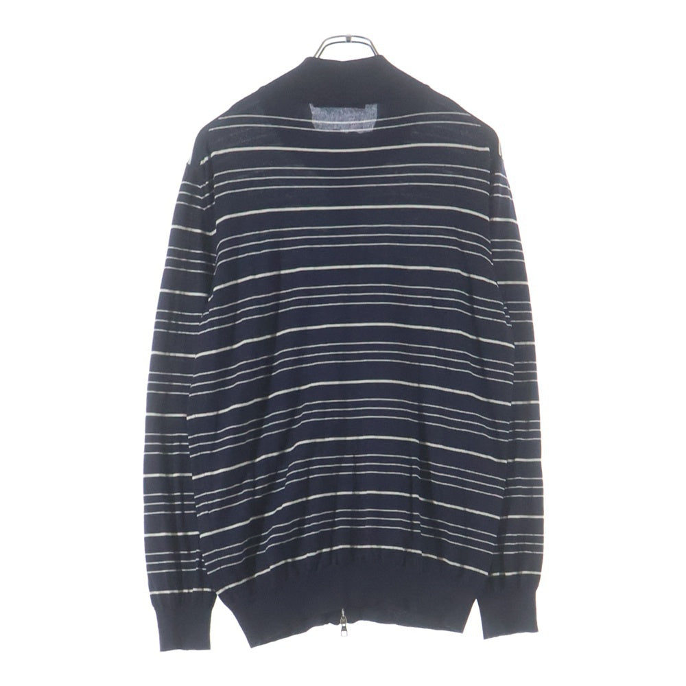 LOUIS VUITTON(ルイヴィトン) シルク混 ボーダーデザイン ジップアップ ニットジャケット セーター ネイビー RM092M MPKN24 M93