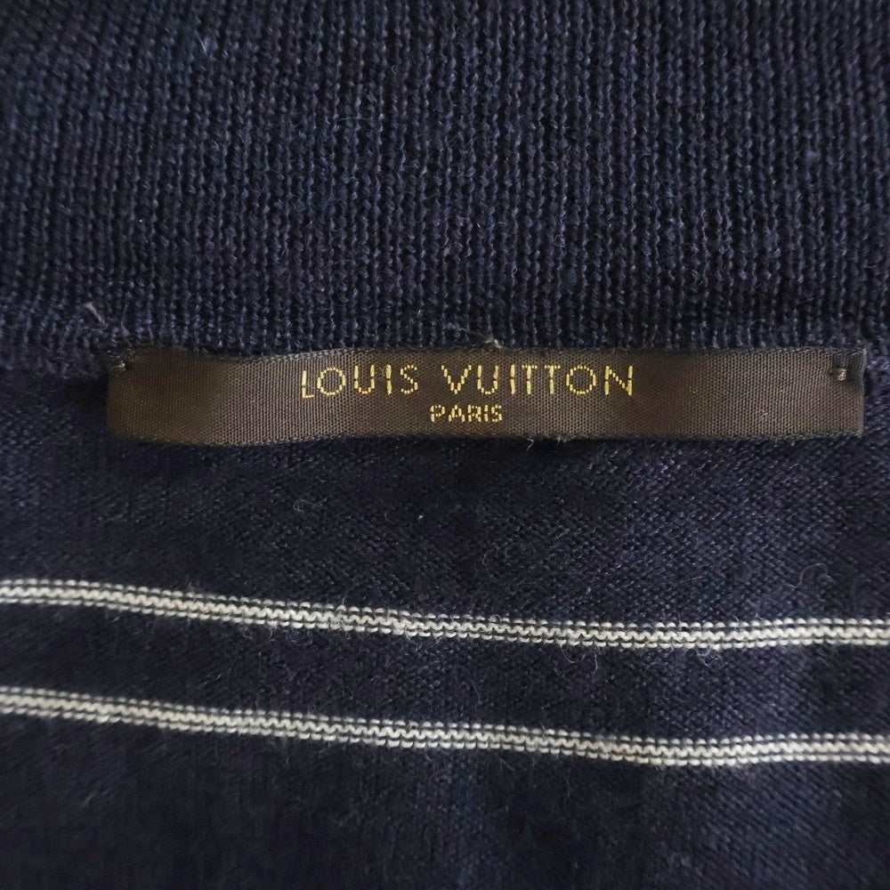LOUIS VUITTON(ルイヴィトン) シルク混 ボーダーデザイン ジップアップ ニットジャケット セーター ネイビー RM092M MPKN24 M93