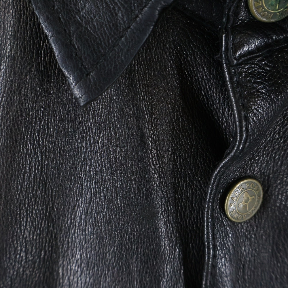 BACK BONE(バックボーン) 10SS DEER SKIN SHIRT ディアスキン 長袖レザーシャツ ブラック BB10SS-LS20B