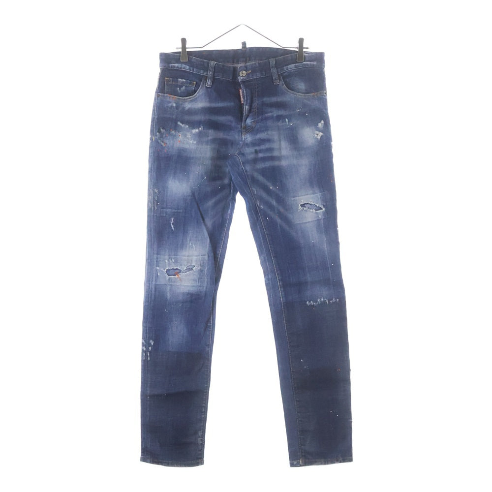DSQUARED2(ディースクエアード) 20SS ペイント加工 ダメージ スキニーデニムパンツ ジーンズ インディゴ S74LB0688