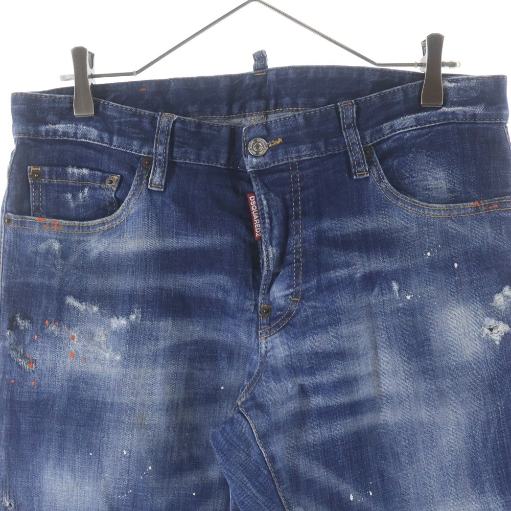 DSQUARED2(ディースクエアード) 20SS ペイント加工 ダメージ スキニーデニムパンツ ジーンズ インディゴ S74LB0688