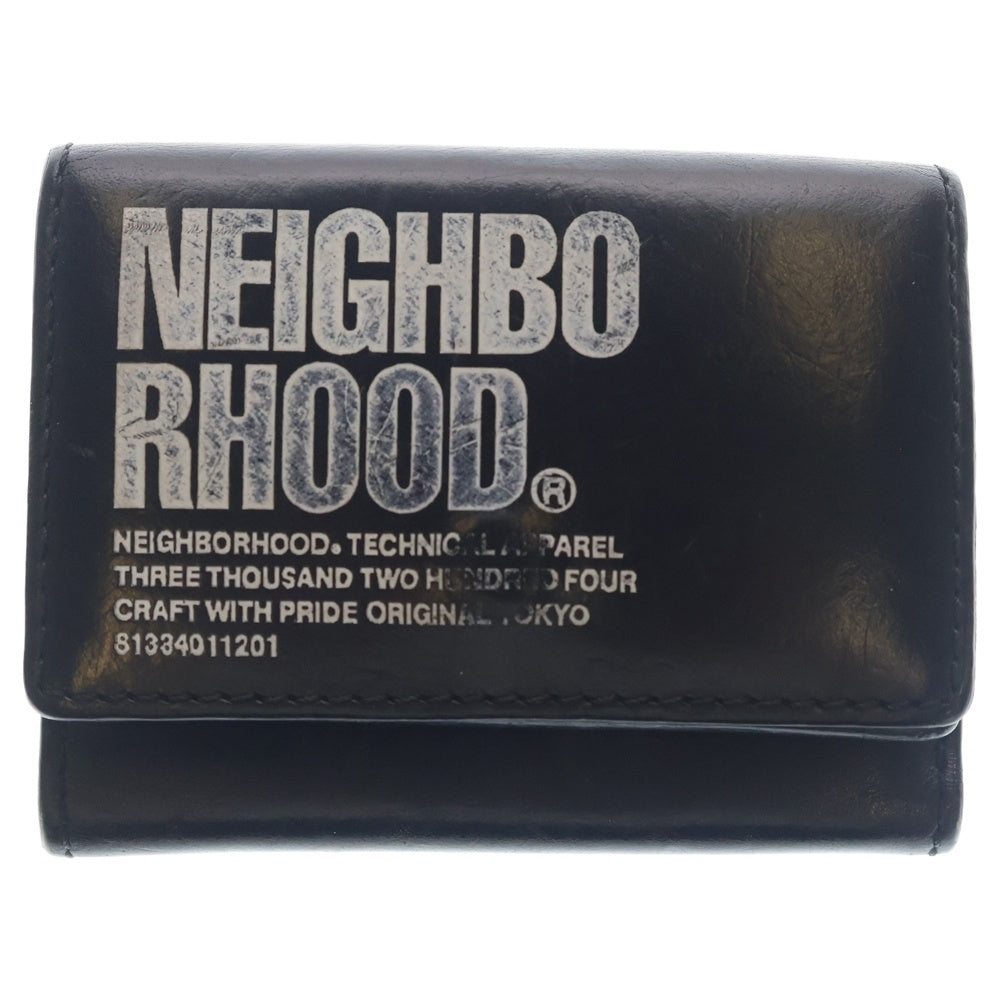 NEIGHBORHOOD(ネイバーフッド) 23AW ID MICRO WALLET アイディー マイクロ コンパクトレザーウォレット 折りたたみ財布 ブラック 232MVNH-AC02