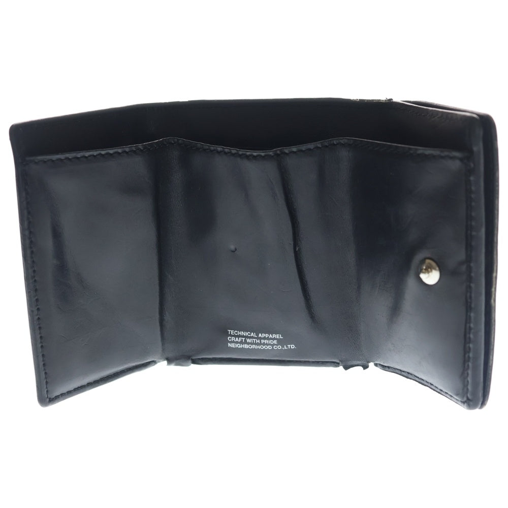 NEIGHBORHOOD(ネイバーフッド) 23AW ID MICRO WALLET アイディー マイクロ コンパクトレザーウォレット 折りたたみ財布 ブラック 232MVNH-AC02
