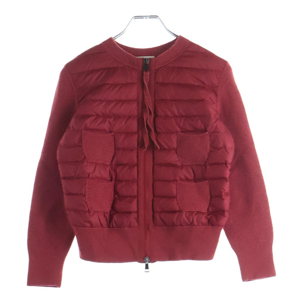 MONCLER(モンクレール) 19AW MAGLIONE TRICOT ALLA COREANA ニット切替 ジップアップナイロンジャケット キッズ レッド E20939474800 レディース