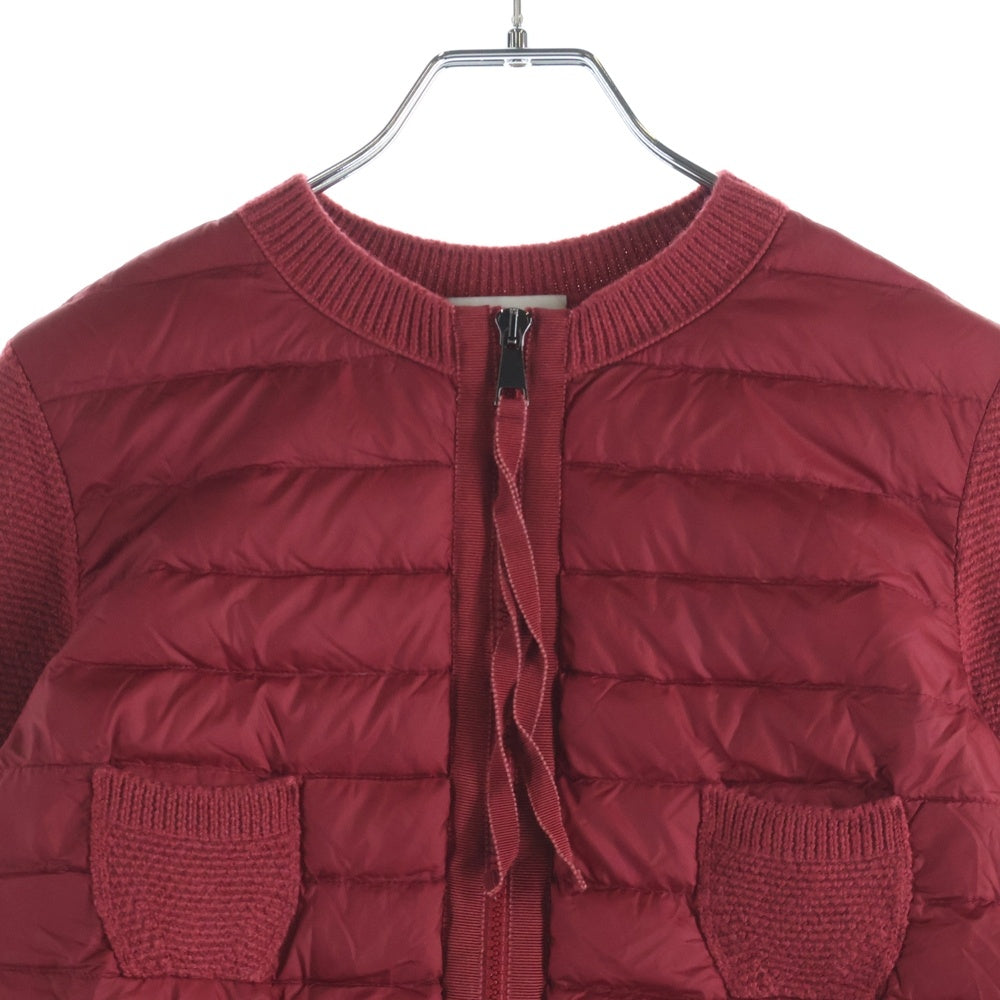 MONCLER(モンクレール) 19AW MAGLIONE TRICOT ALLA COREANA ニット切替 ジップアップナイロンジャケット キッズ レッド E20939474800 レディース