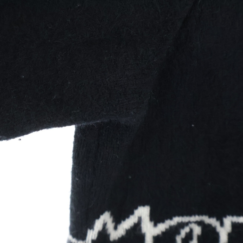 MONCLER(モンクレール) 18AW MAGLIONE TRICOT GIROCOLLO ロゴ総柄 ウール混 クルーネックニット セーター ブラック E20919043600