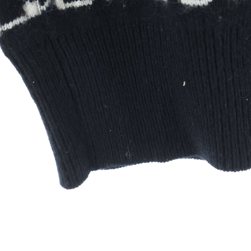 MONCLER(モンクレール) 18AW MAGLIONE TRICOT GIROCOLLO ロゴ総柄 ウール混 クルーネックニット セーター ブラック E20919043600