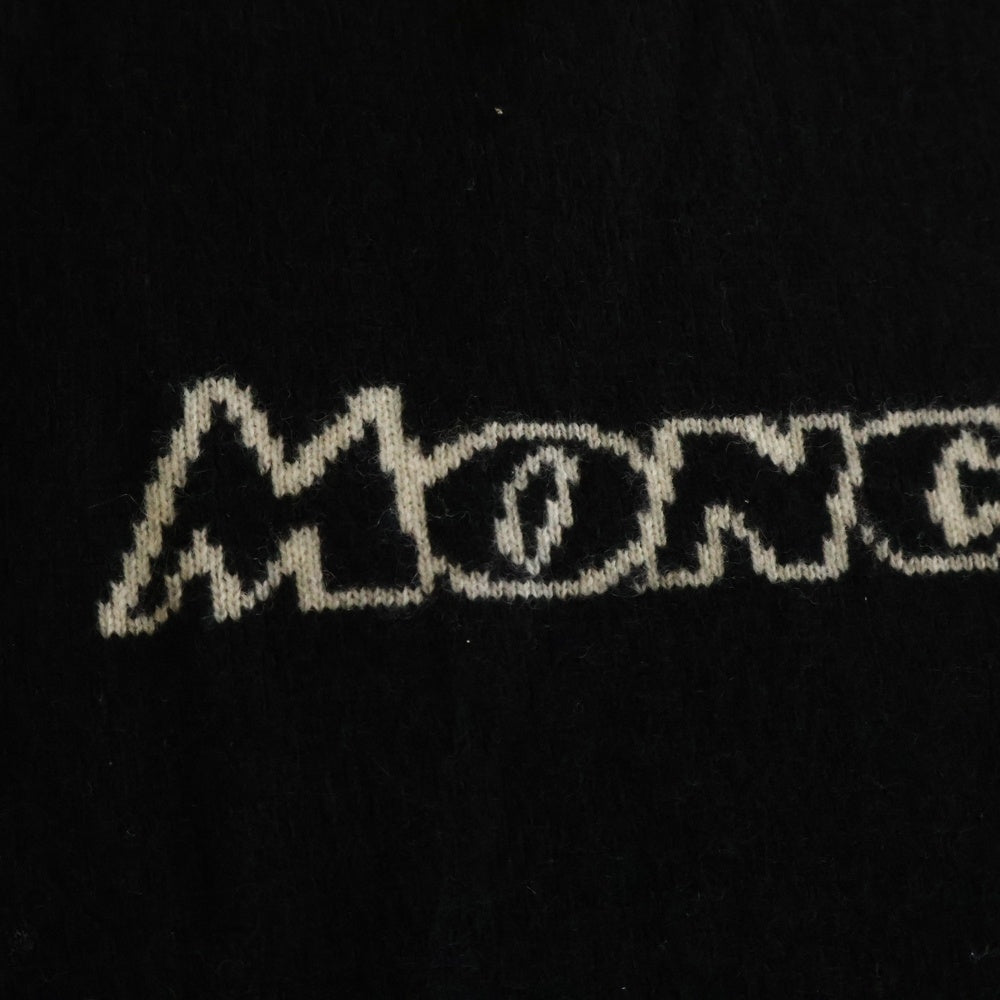 MONCLER(モンクレール) 18AW MAGLIONE TRICOT GIROCOLLO ロゴ総柄 ウール混 クルーネックニット セーター ブラック E20919043600