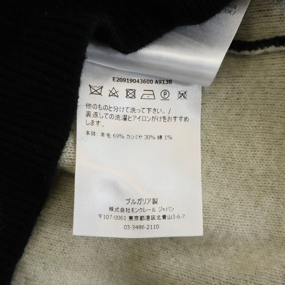MONCLER(モンクレール) 18AW MAGLIONE TRICOT GIROCOLLO ロゴ総柄 ウール混 クルーネックニット セーター ブラック E20919043600