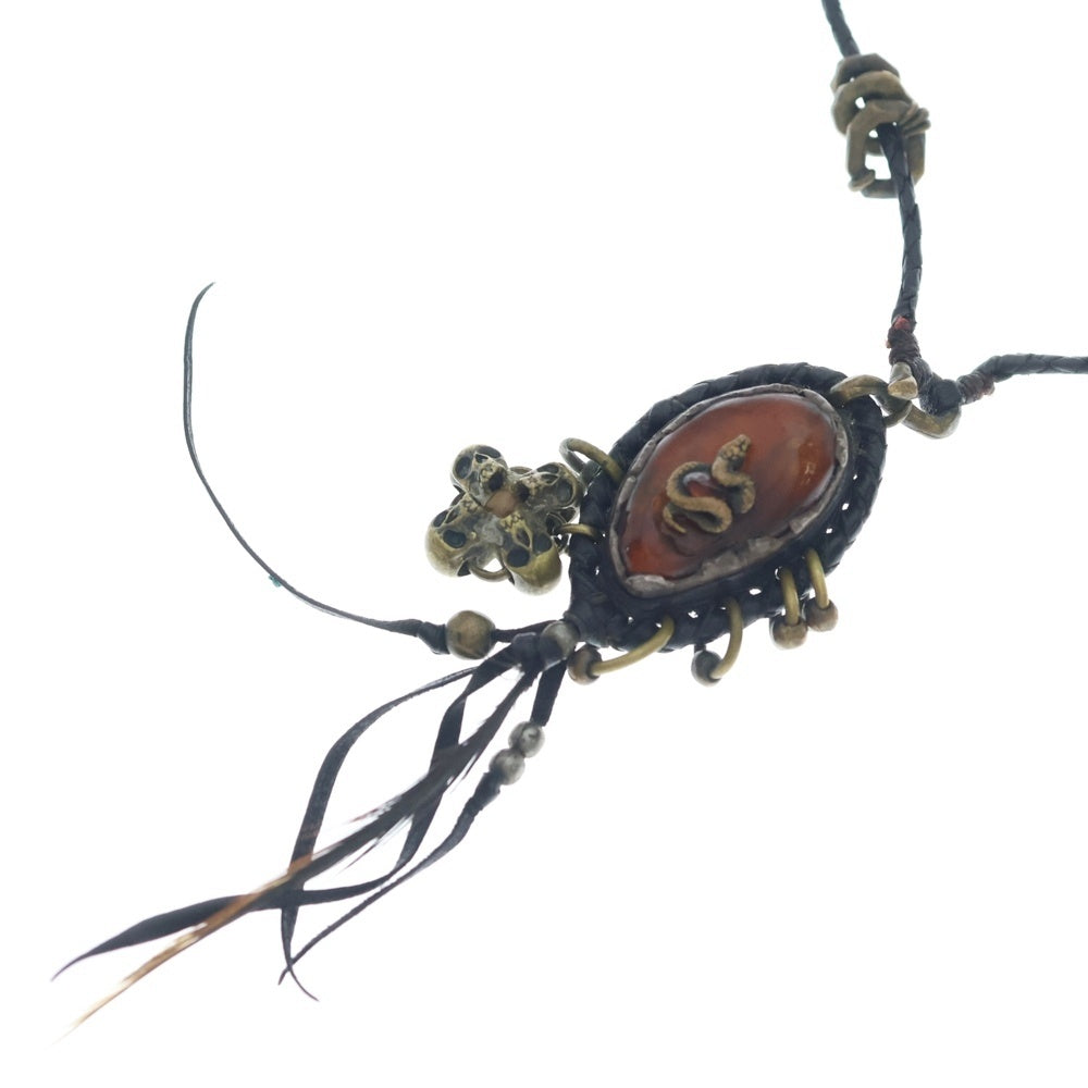 14th Addiction(フォーティースアディクション) NECKLACE レザーブレード コハク ネックレス ブラック