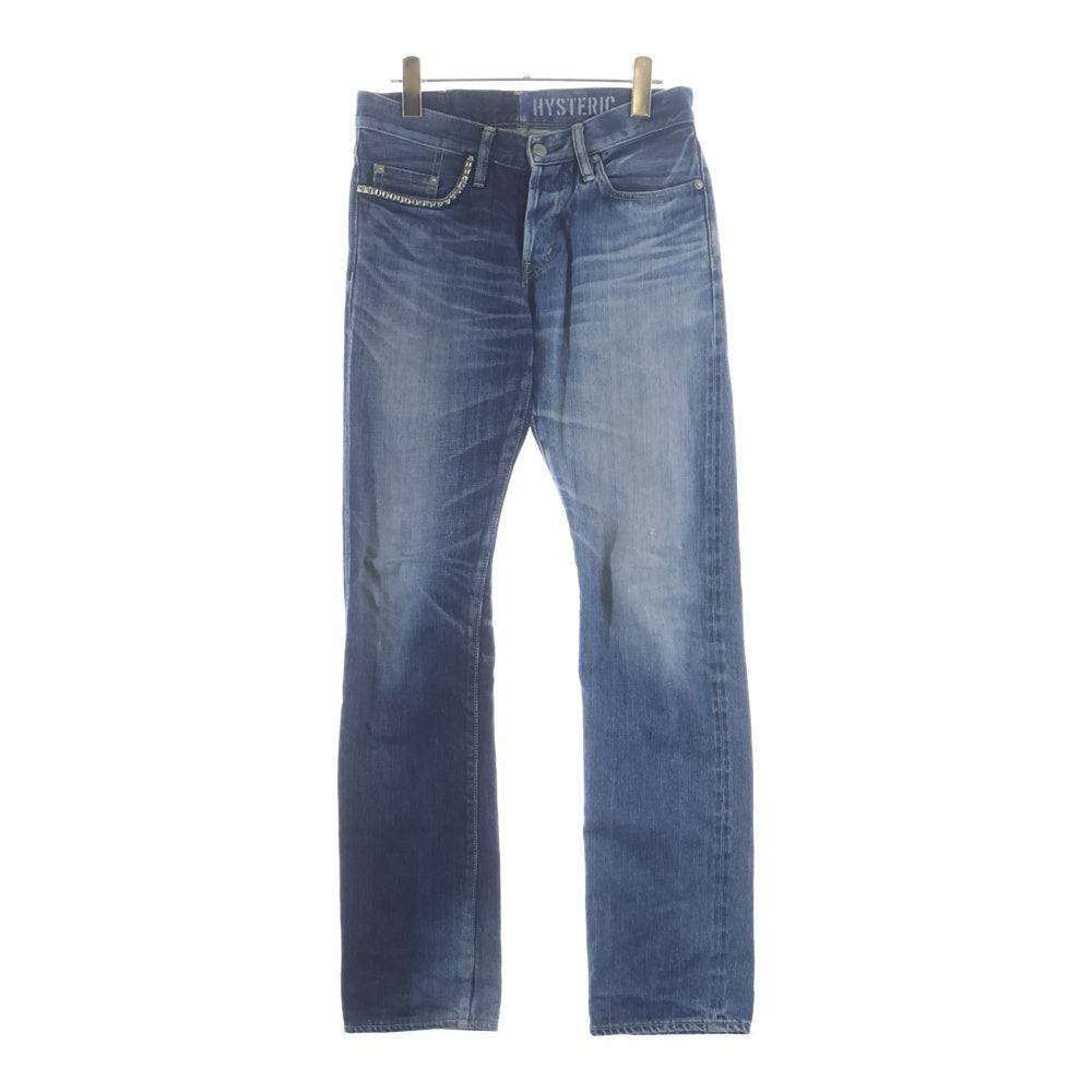HYSTERIC GLAMOUR(ヒステリックグラマー) HRLR加工 セルビッチ スリムストレート ボタンダウン デニム パンツ インディゴ 0241AP12