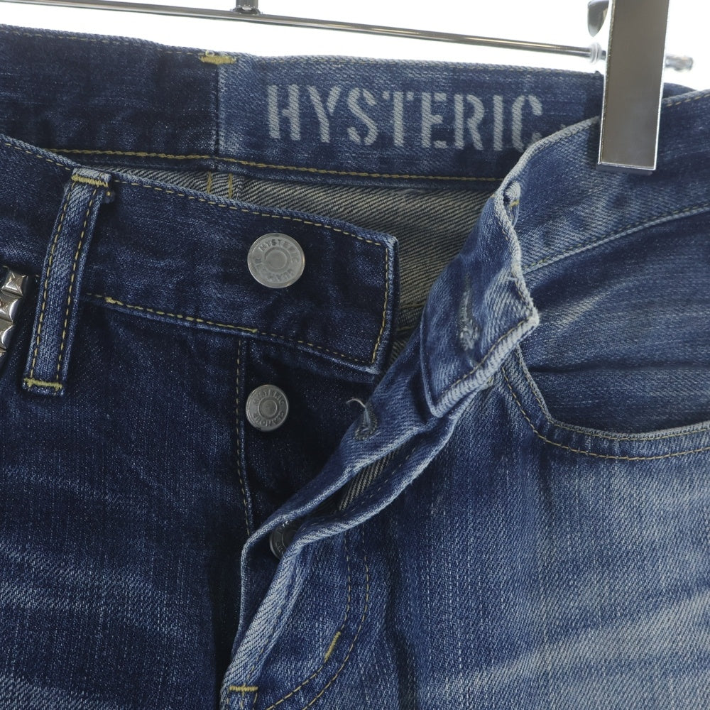 HYSTERIC GLAMOUR(ヒステリックグラマー) HRLR加工 セルビッチ スリムストレート ボタンダウン デニム パンツ インディゴ 0241AP12