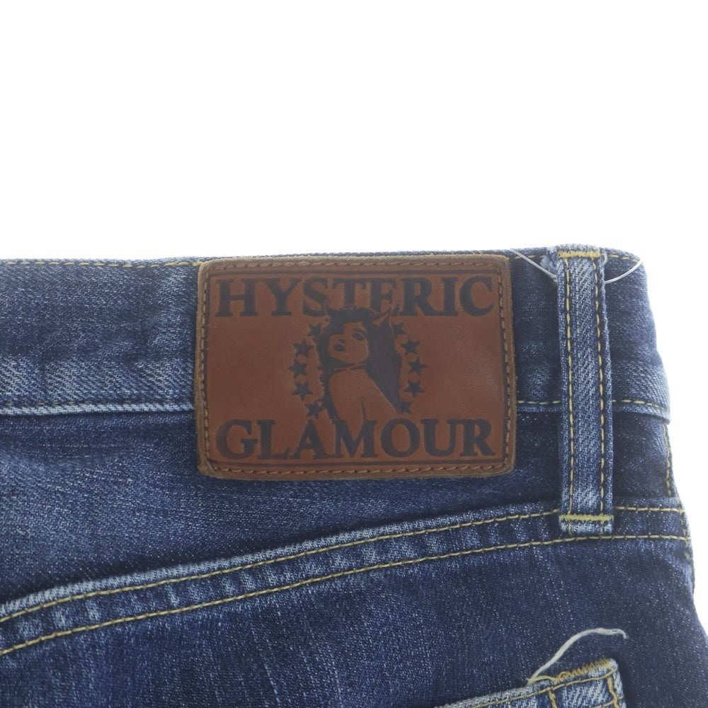 HYSTERIC GLAMOUR(ヒステリックグラマー) HRLR加工 セルビッチ スリムストレート ボタンダウン デニム パンツ インディゴ 0241AP12