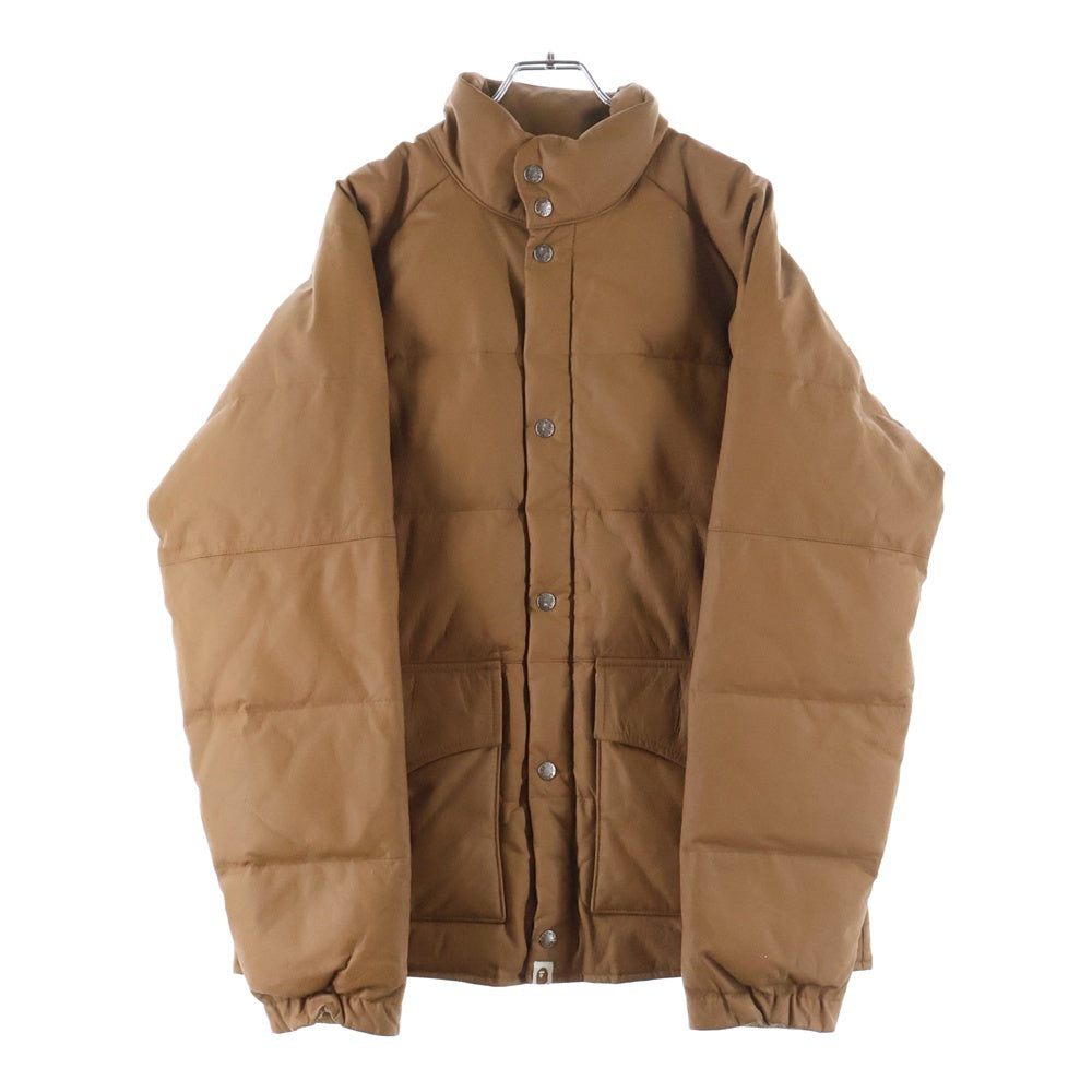 A BATHING APE(アベイシングエイプ) LEATHER CLASSIC DOWN JACKET レザークラシックダウンジャケット カウスキン ダブルポケット レザー ダウンジャケット ブラウン