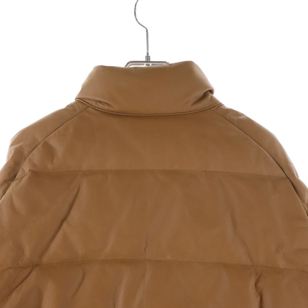 A BATHING APE(アベイシングエイプ) LEATHER CLASSIC DOWN JACKET レザークラシックダウンジャケット カウスキン ダブルポケット レザー ダウンジャケット ブラウン