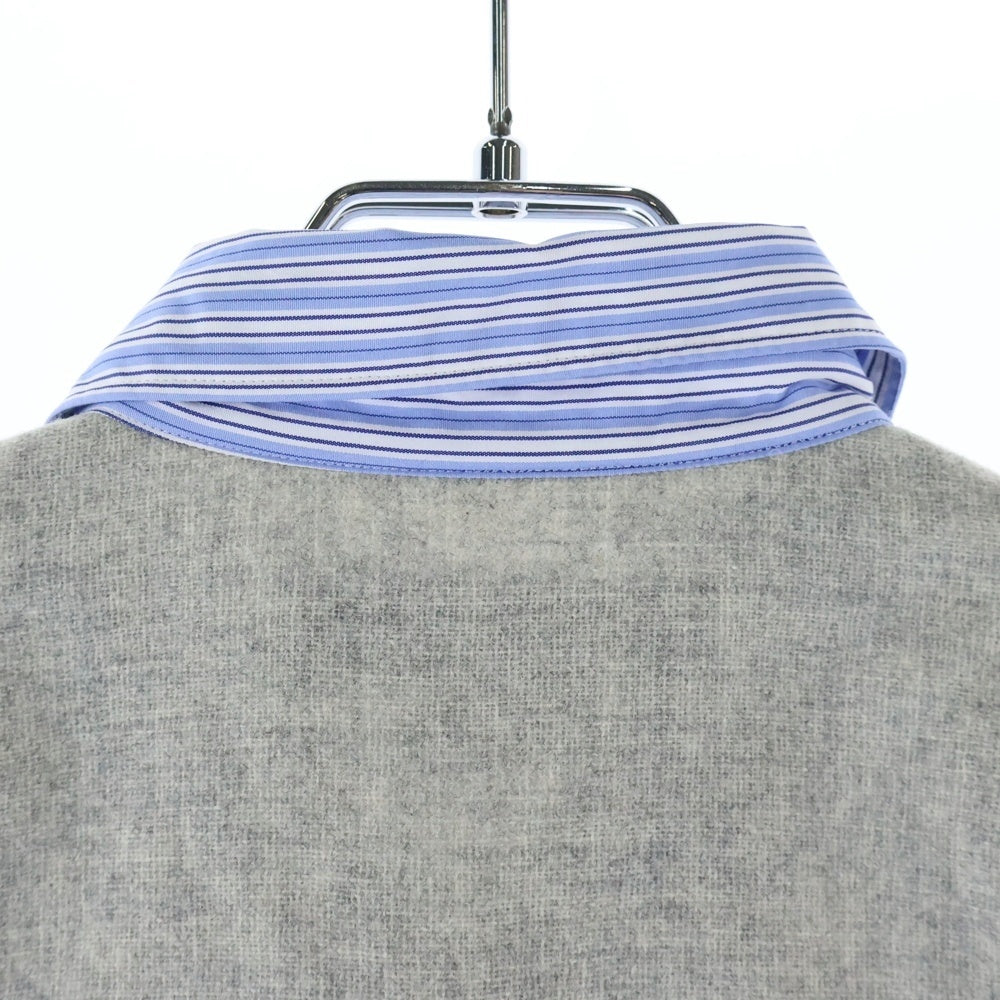 COMME des GARCONS HOMME DEUX(コムデギャルソン オムドゥ) 15SS AD2014 ウール混ニット切替 ストライプ長袖シャツ ブルー DO-B036