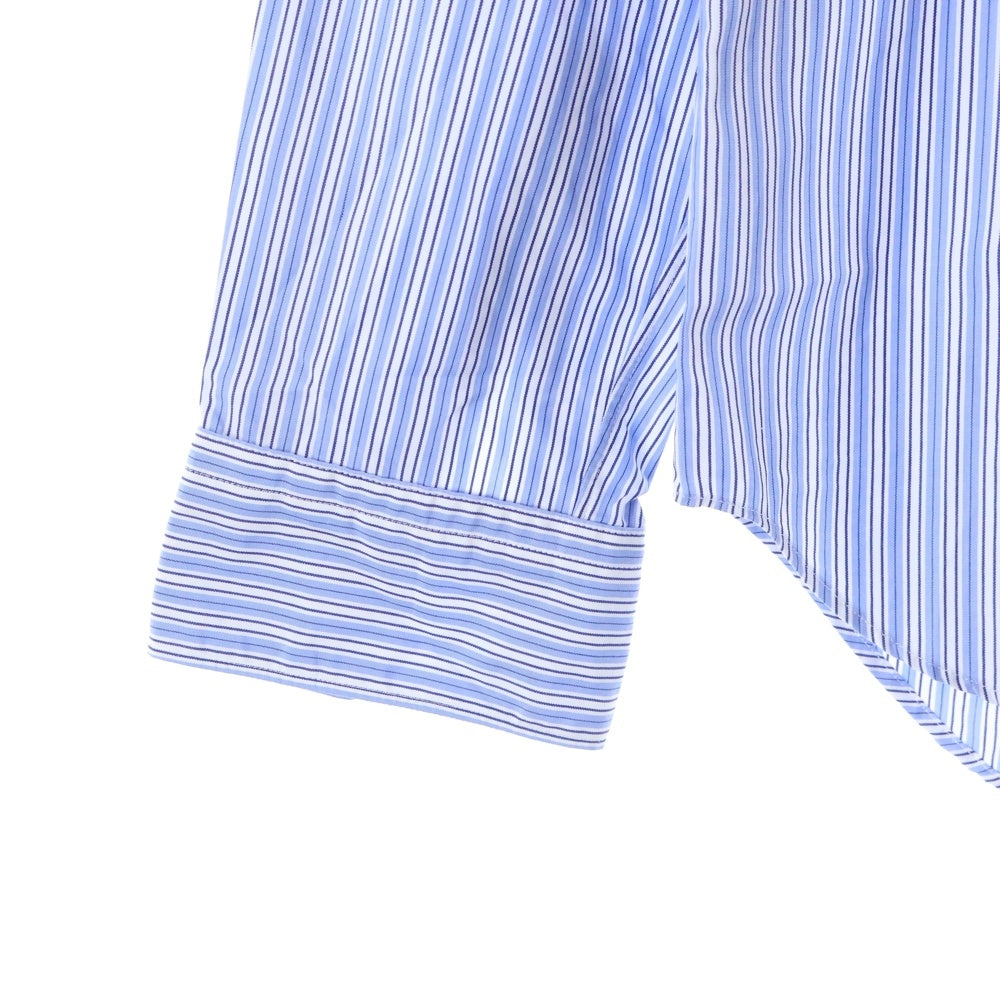 COMME des GARCONS HOMME DEUX(コムデギャルソン オムドゥ) 15SS AD2014 ウール混ニット切替 ストライプ長袖シャツ ブルー DO-B036