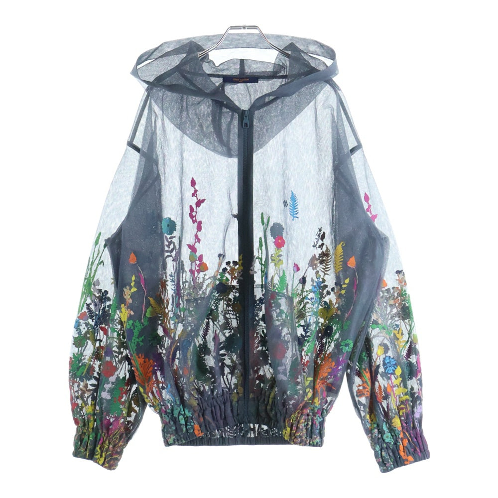 LOUIS VUITTON(ルイヴィトン) 20SS Grey Flower Embroidered Mesh Jacket フラワー刺繍 フーデッドジャケット メッシュ ジップアップパーカー グレー/マルチカラー RM201 UMY HIB97W