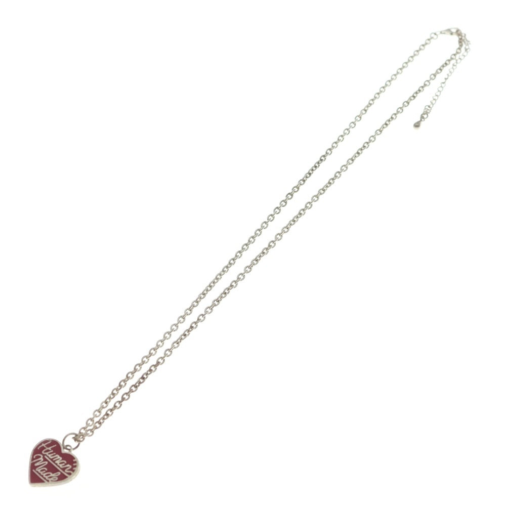 HUMAN MADE(ヒューマンメイド) ロゴデザイン ハート シルバーペンダント ネックレス レッド HM27GD063 レディース