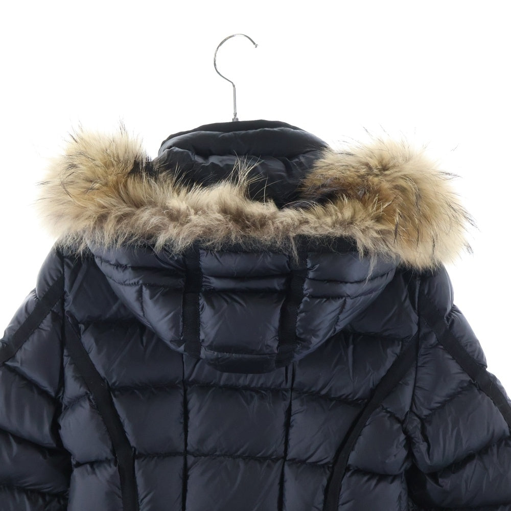 MONCLER(モンクレール) 19AW HERMIFUR エルミファー ファーフーデッド サイドジッパーポケット ダウンコート ジャケット レディース ブラック E20934990015