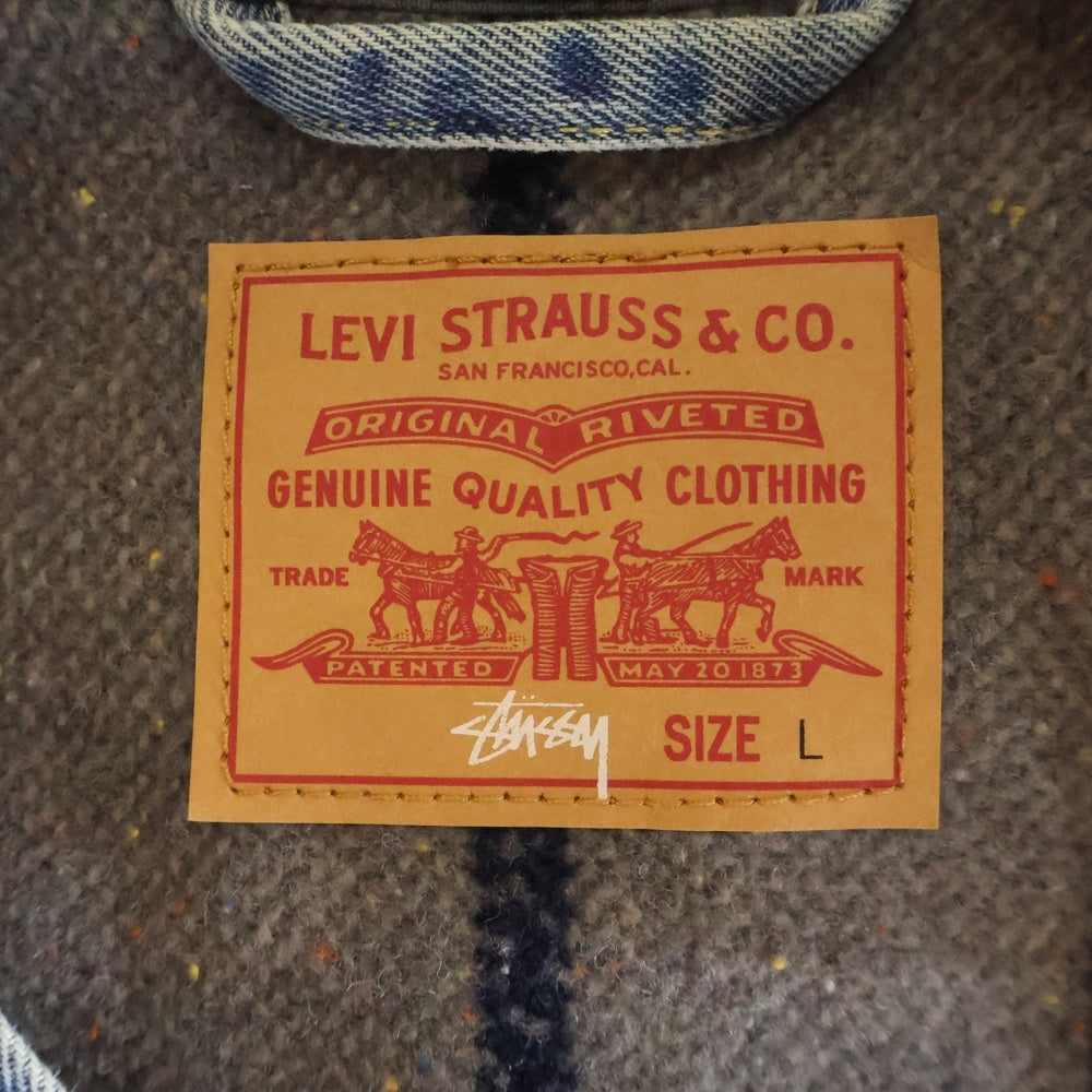 Levi's(リーバイス) ×STUSSY EMBOSSED TRUCKER JACKET ステューシー エンボス デニムトラッカージャケット ブルゾン インディゴ A5215-0000