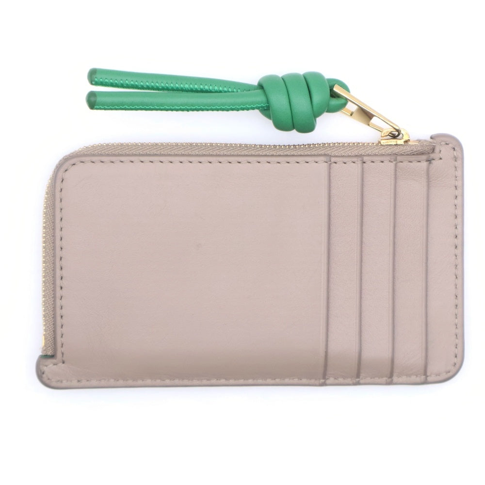 LOEWE(ロエベ) ノット レザー フラグメント コインケース 財布 ベージュ/グリーン ゴールド金具 CEM1Z40X02 レディース